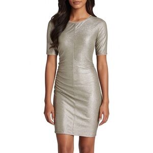 REISS Abellia Metallic Short Sleeve Dress